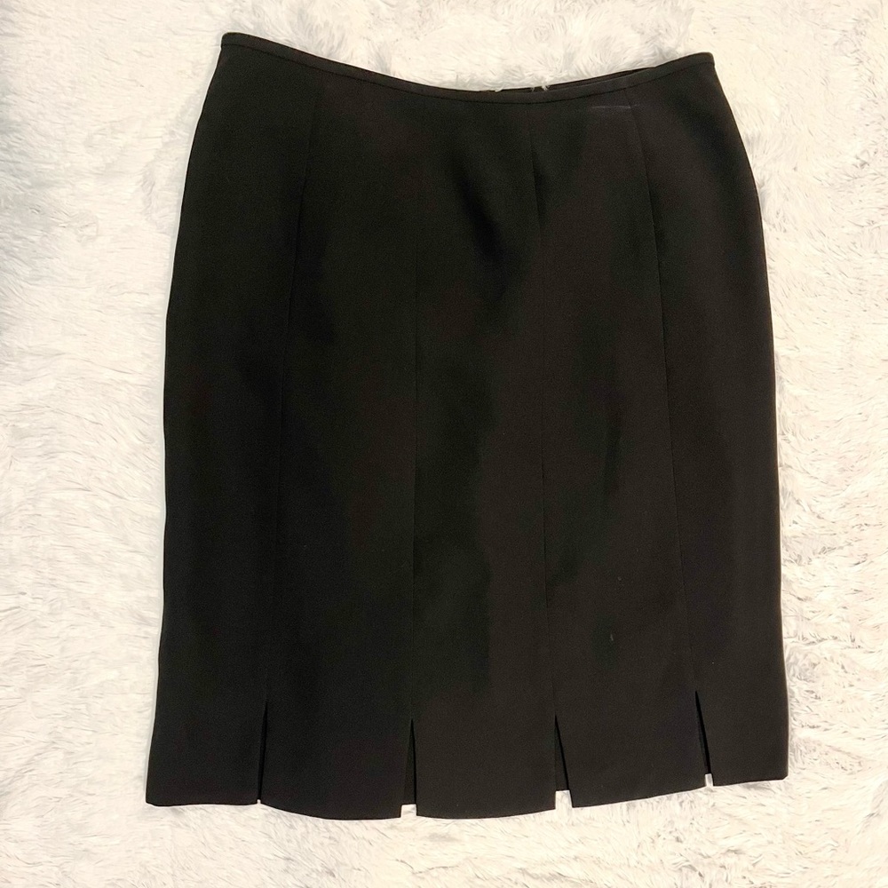 Le Suit Skirt Straight Pencil Bottom Pleats Black Size 12P